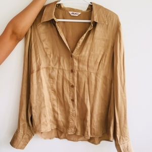Tan 100% Silk Blouse